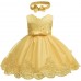 0-6T Baby Girl Formal Dress Toddler Lace Embroideryr Dresses with Headwear